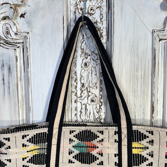 Patterned Tote Bag with Black and Yellow Accents Made In India - Picture 2 of 7